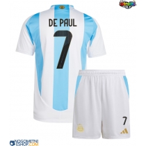 Otroški Nogometni dresi Argentina Rodrigo De Paul #7 Domači Copa America 2024 Kratek Rokav (+ Kratke hlače)